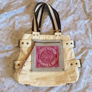Cute canvas bag beige/cream with buckles